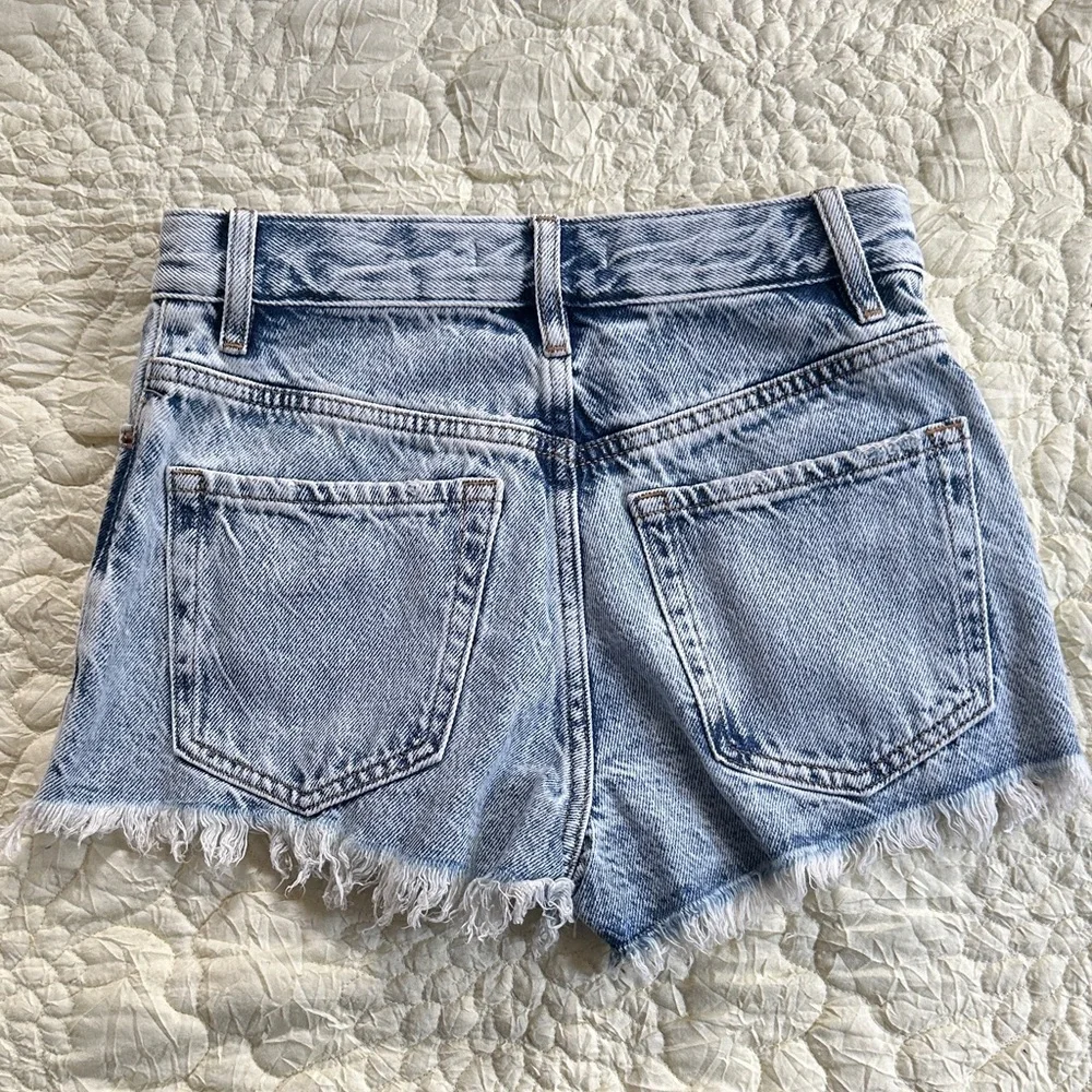 PacSun Light Blue Ripped High-Rise Denim Shorts - Picture 2 of 3